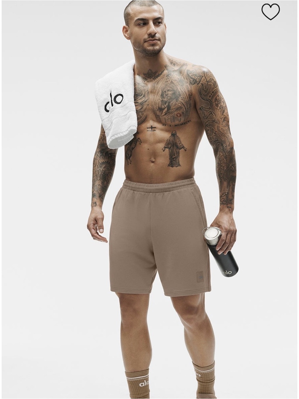 ALO Yoga Men’s 7” Double Take Shorts in Gravel Taupe Tan NWT